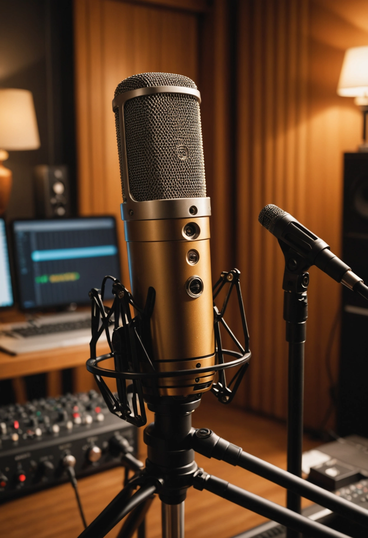 Professionelles Kondensatormikrofon im Aufnahmestudio